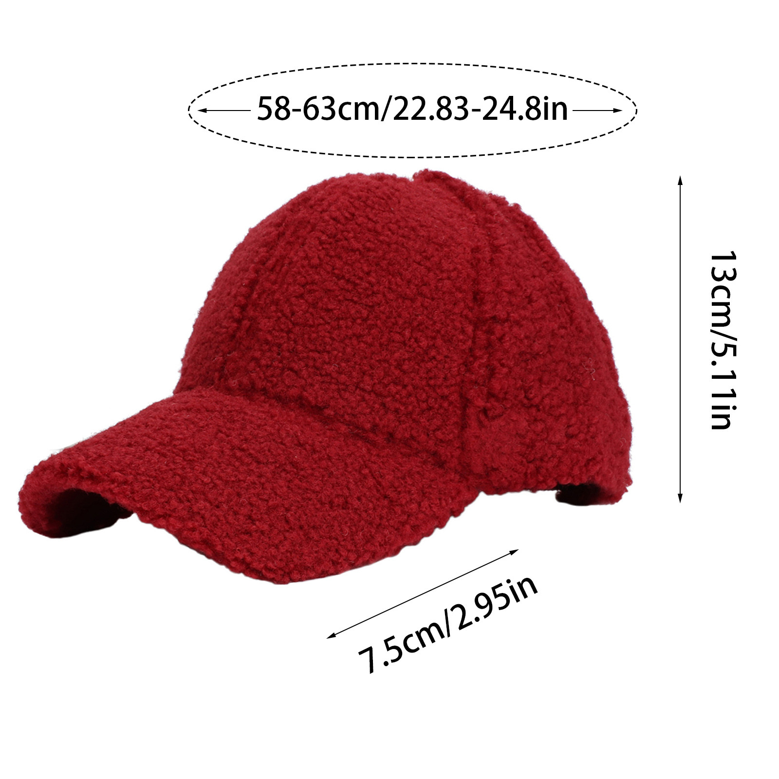 thumbnail image 3 of Gorra de béisbol unisex de imitación de lana de cordero - Gorro de invierno ajustable y cálido - Circunferencia de la cabeza de 58-63 cm para actividades al aire libre, 3 of 4